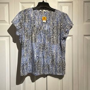Ruby Rd. Blue patterned top size medium